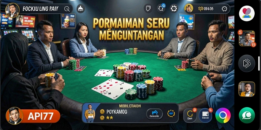 Tampilan gameplay seru dari aplikasi poker API77