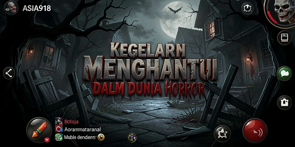 Screenshot gameplay ASIA918 menampilkan suasana horor yang mencekam.