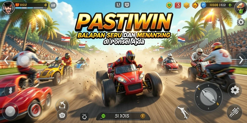 Screenshot PASTIWIN menunjukkan aksi balapan yang mendebarkan dan grafis yang mengesankan.