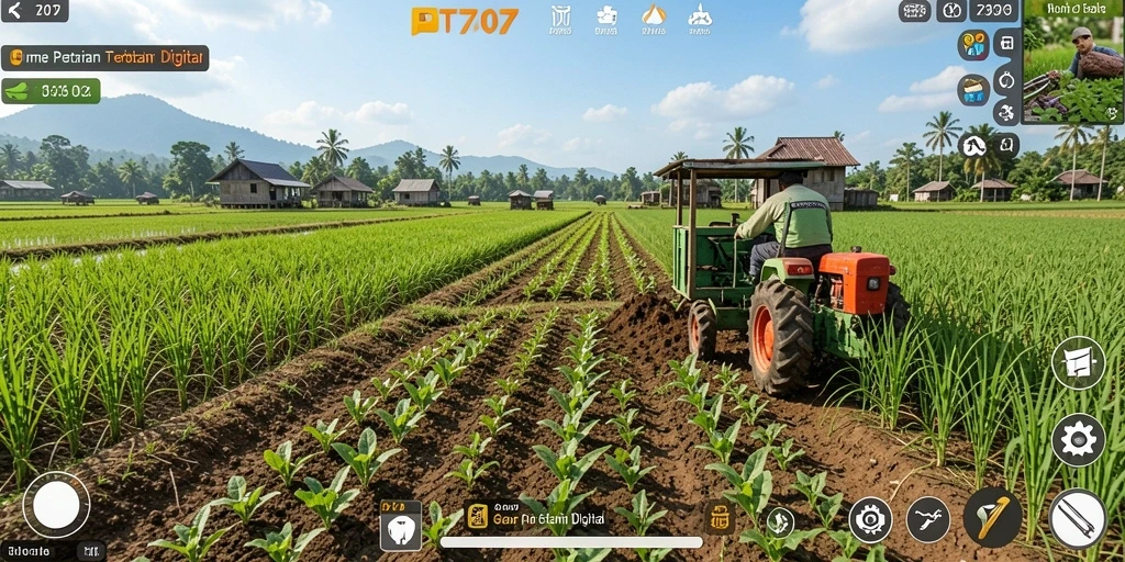 Tampilan screenshot PT707 menampilkan gameplay bertani yang menarik dan interaktif.